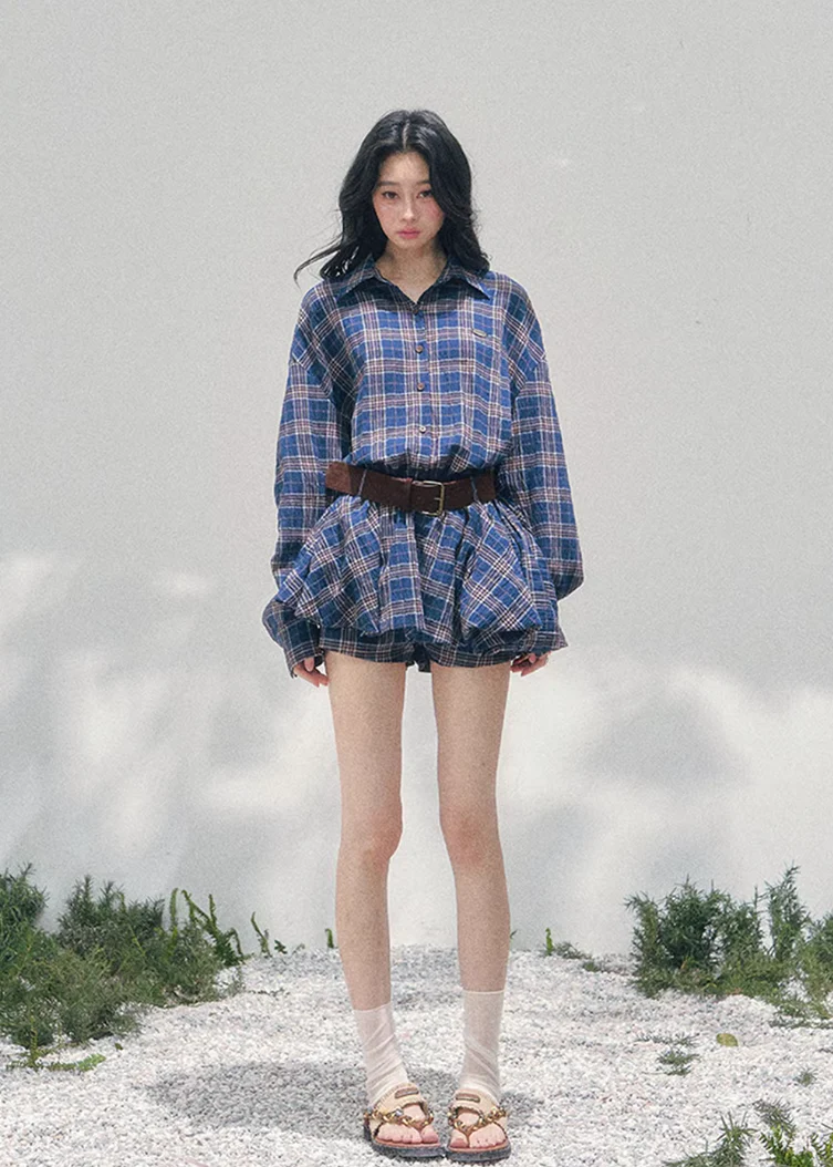 Rain Pane Plaid Shirt Dress - Image 3