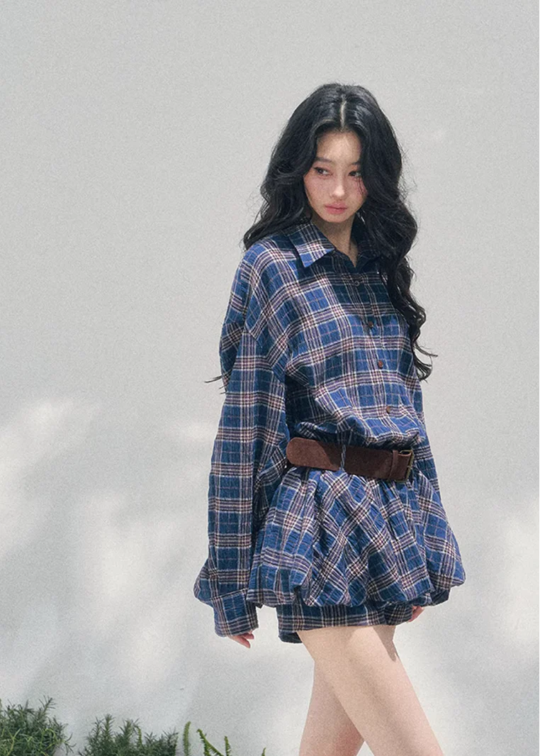 Rain Pane Plaid Shirt Dress - Image 5
