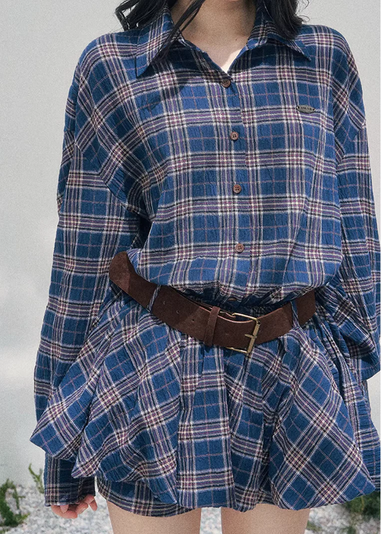 Rain Pane Plaid Shirt Dress - Image 6