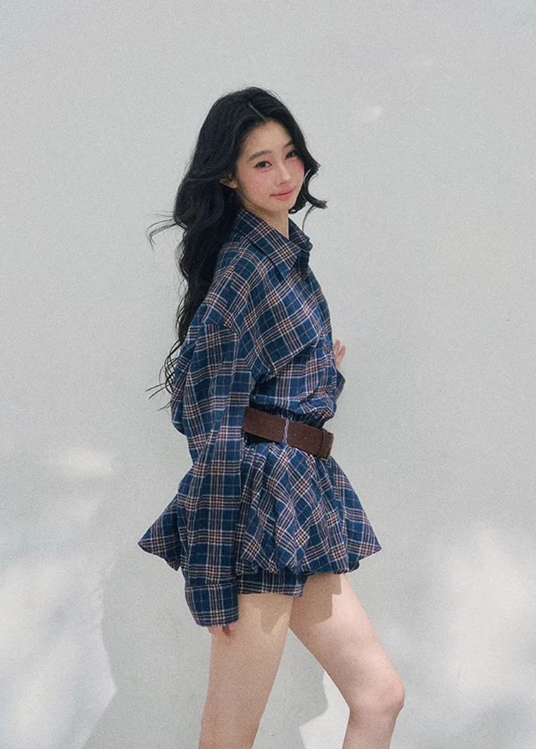 Rain Pane Plaid Shirt Dress - Image 7
