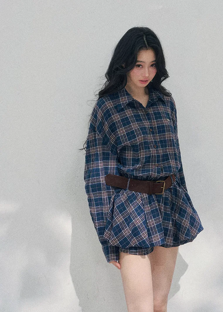 Rain Pane Plaid Shirt Dress - Image 8