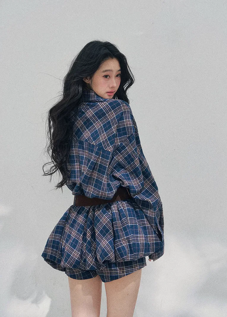 Rain Pane Plaid Shirt Dress - Image 9