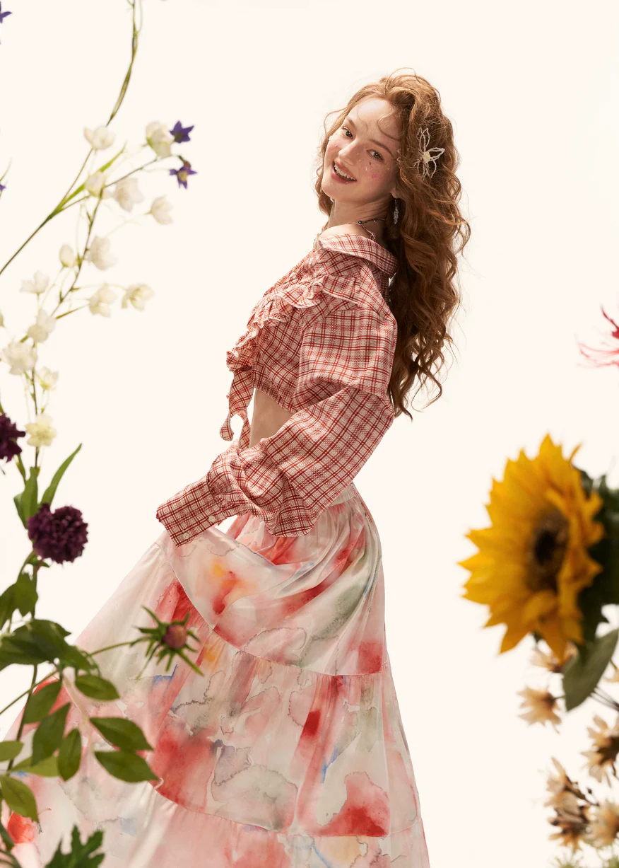 Retro Bloom Plaid Blouse - Image 15