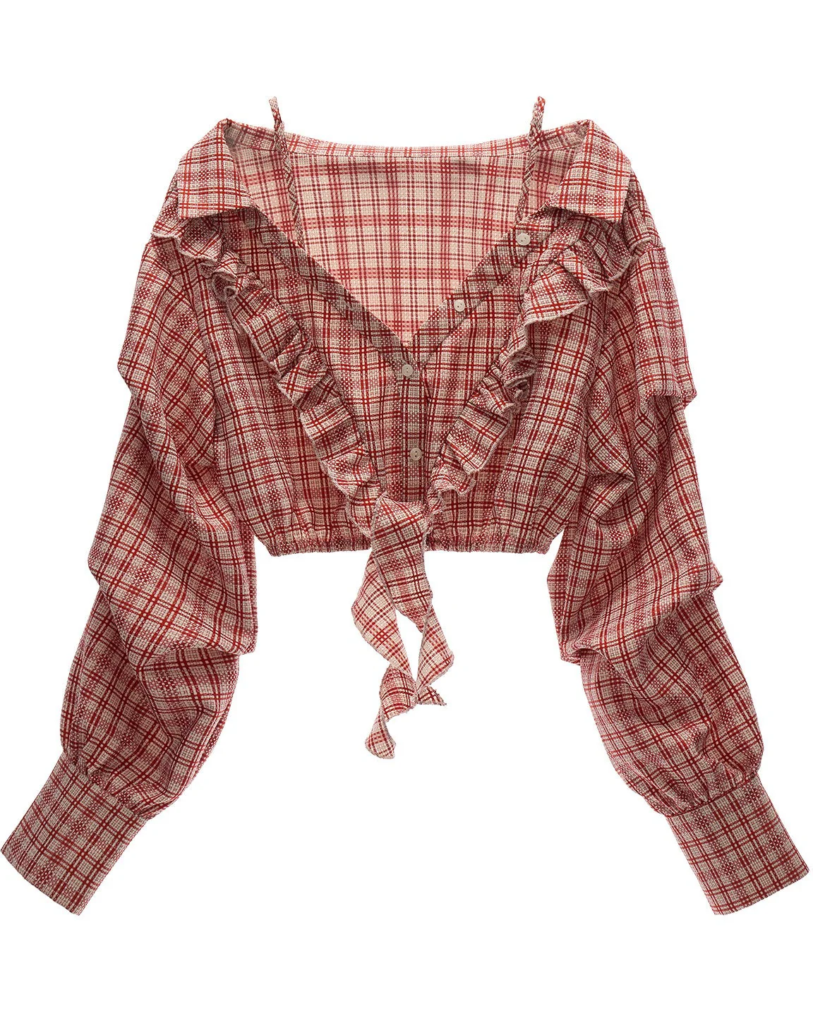 Retro Bloom Plaid Blouse - Image 16