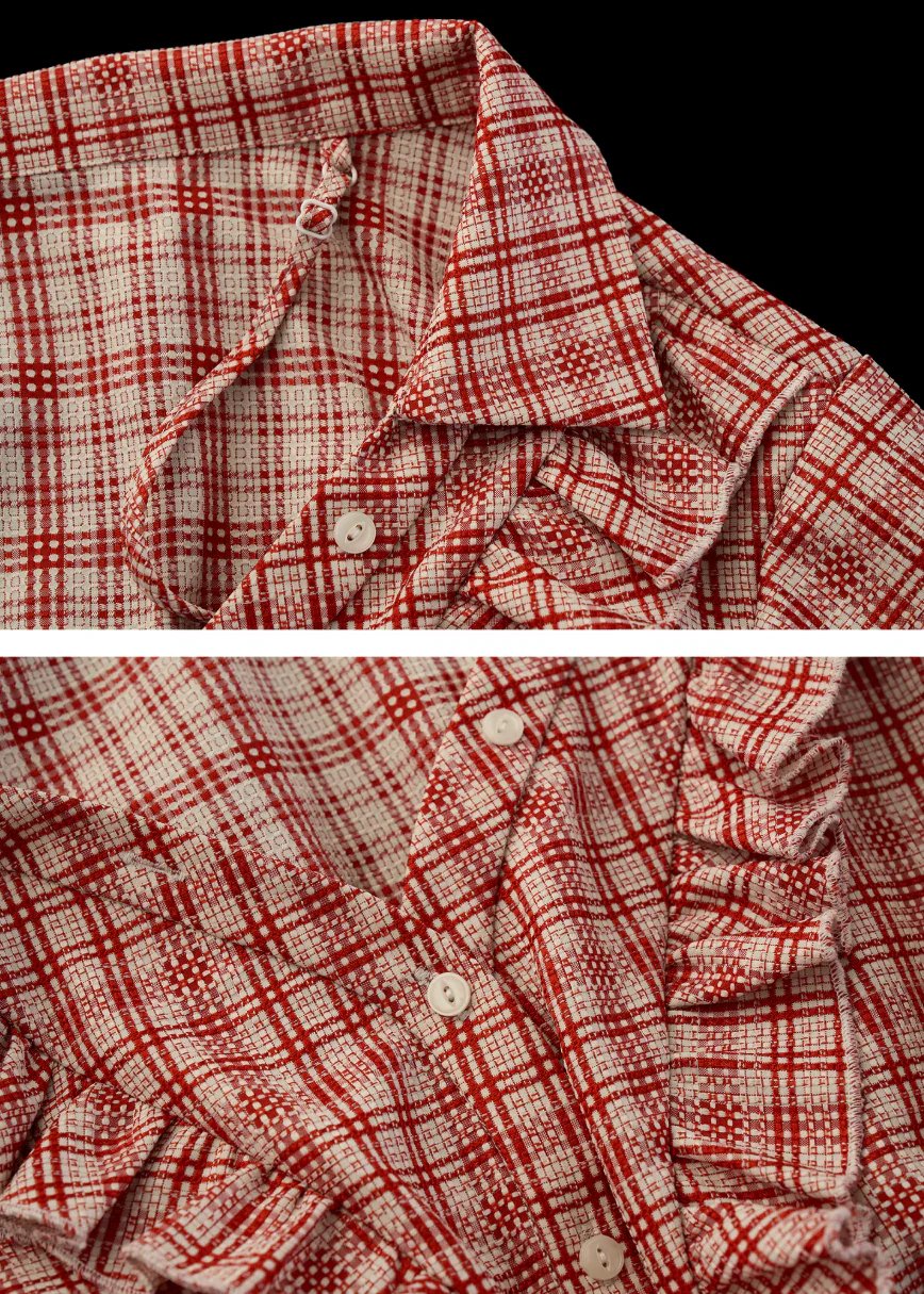 Retro Bloom Plaid Blouse - Image 17