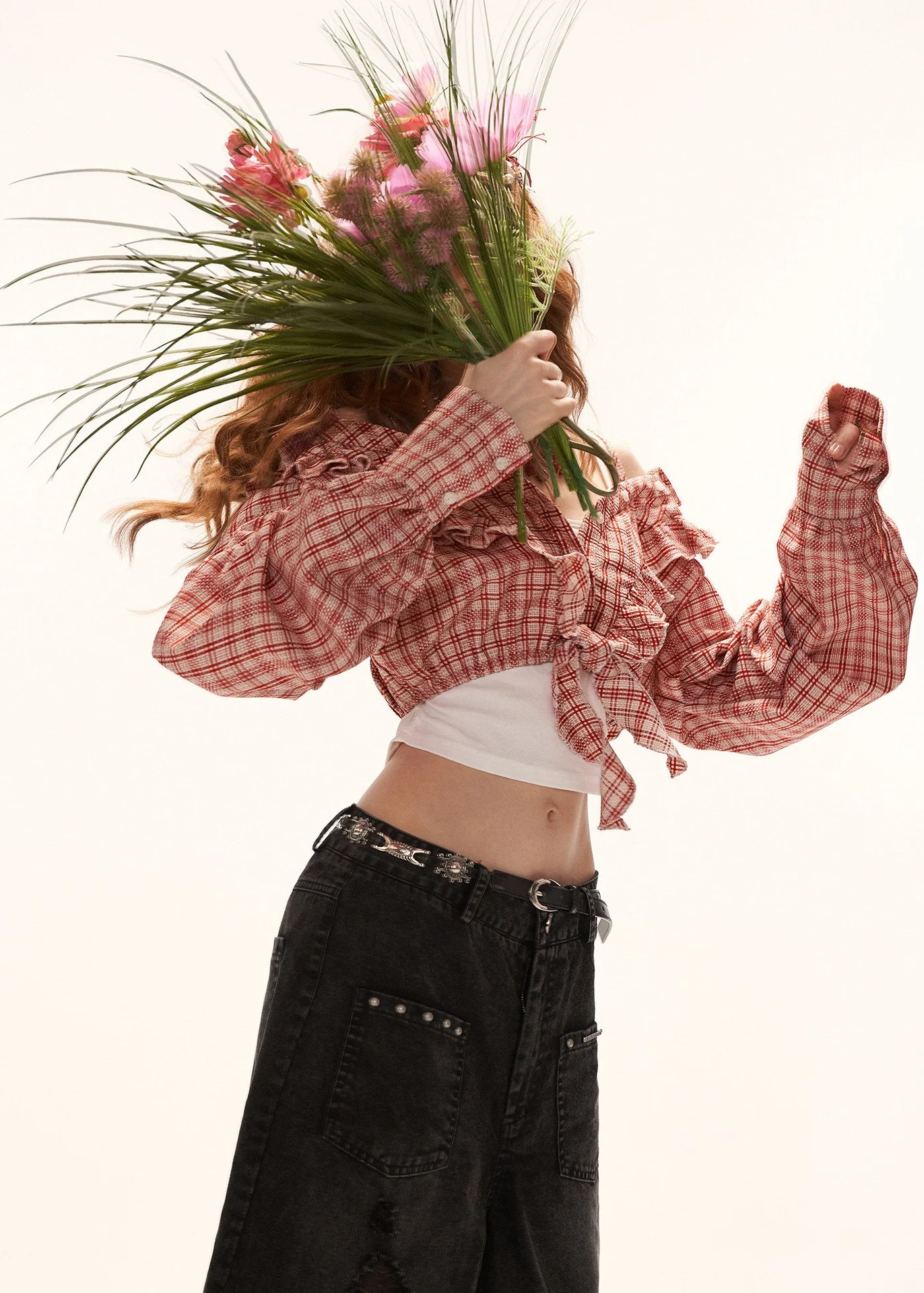 Retro Bloom Plaid Blouse - Image 4