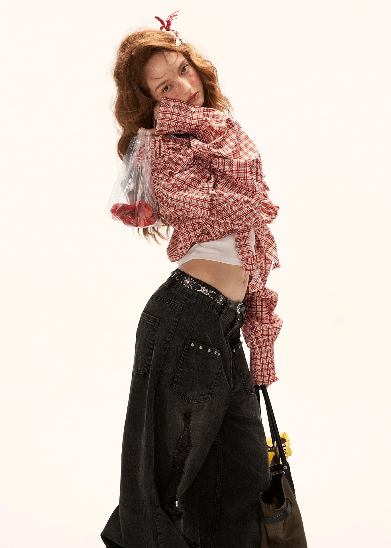 Retro Bloom Plaid Blouse - Image 6