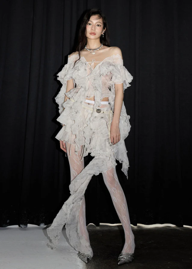Retro Fairy Plant Dye Ruffle Top - Image 5