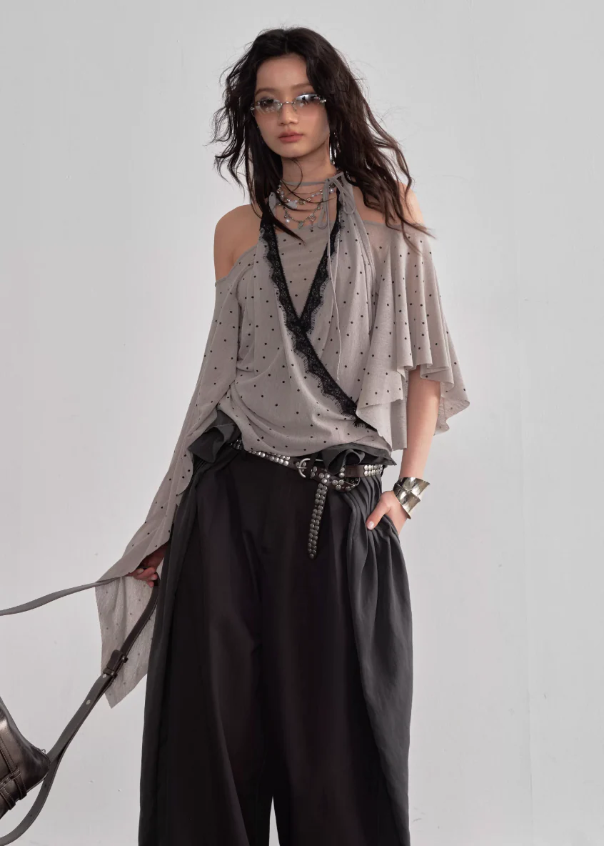 Retro Flow Shawl Halter Top - Image 9