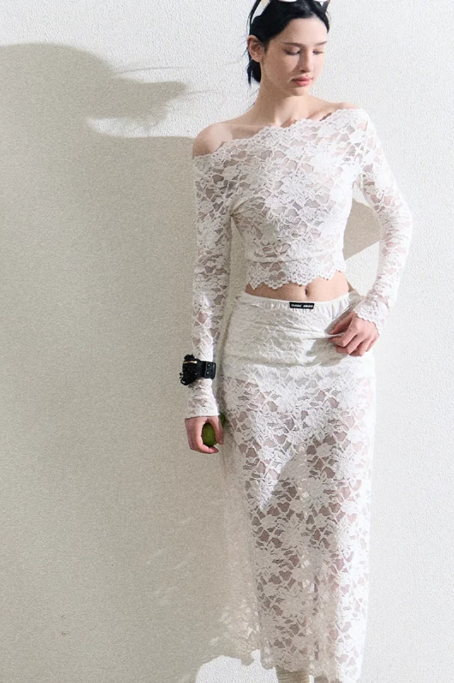 Retro Lace Top & Skirt Set - Image 5