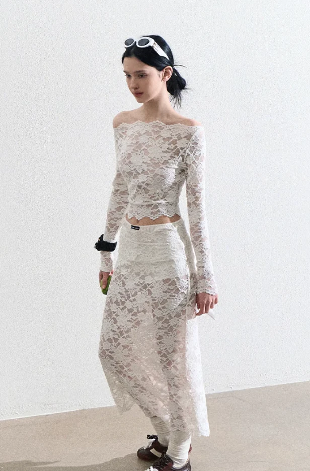 Retro Lace Top & Skirt Set - Image 9