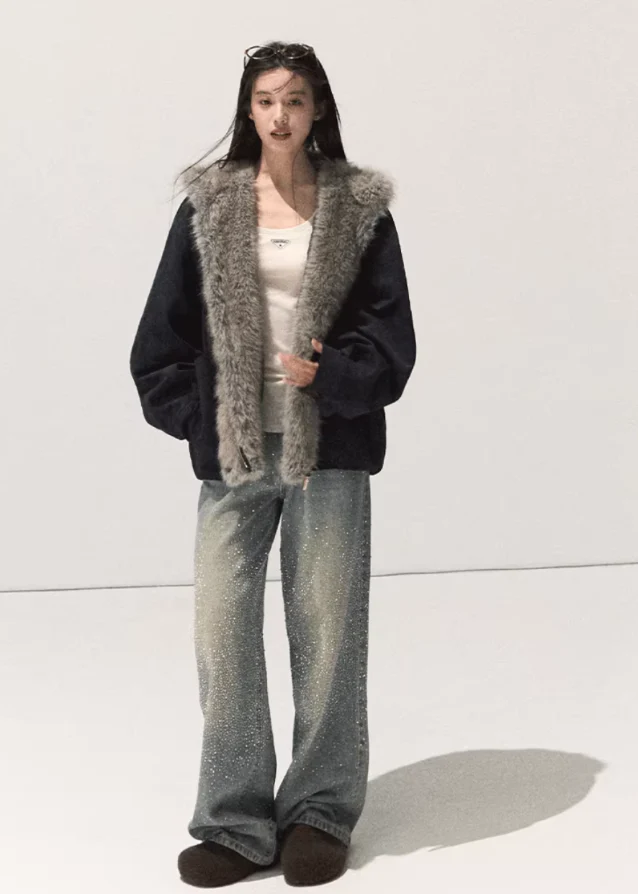 Rhinestone Washed Cotton Denim Pants - Image 8