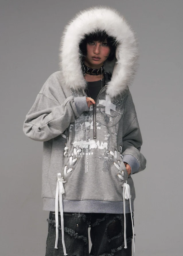 Riot Winter Lace-Up Hoodie - Image 11