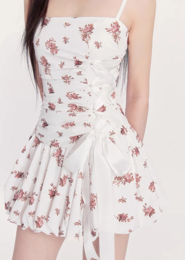 Romantic Slim Fit Puff Vacation Dress - Image 11