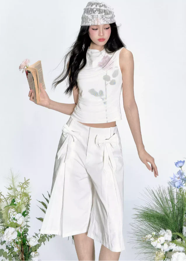 Rose Print Mesh Slim Vest - Image 8