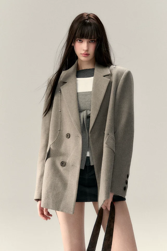 Rivet Decor Wool Jacket - Image 2