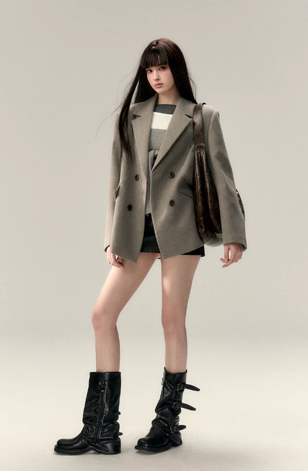 Rivet Decor Wool Jacket - Image 4