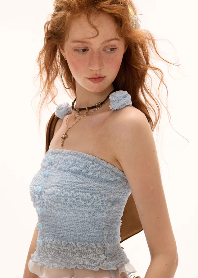 Rose Shoulder Strap Pulling Strap Tank Top - Image 6