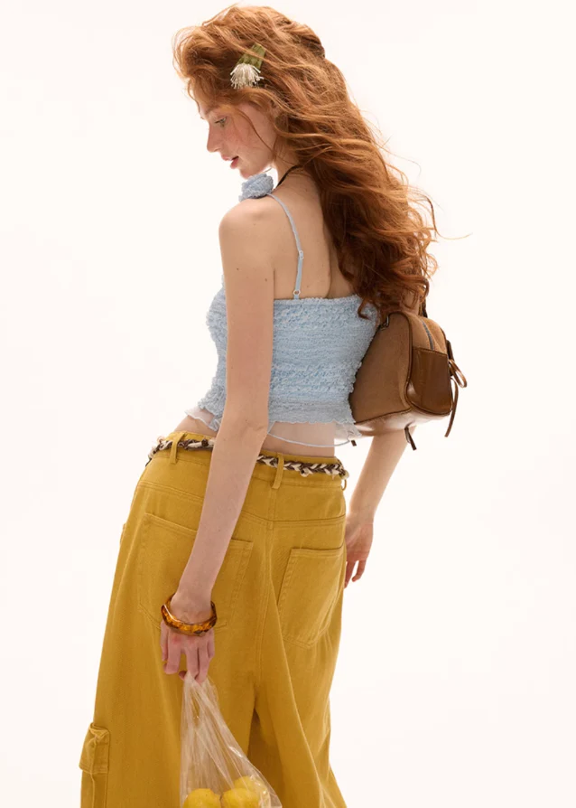 Rose Shoulder Strap Pulling Strap Tank Top - Image 7