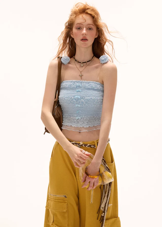 Rose Shoulder Strap Pulling Strap Tank Top - Image 8