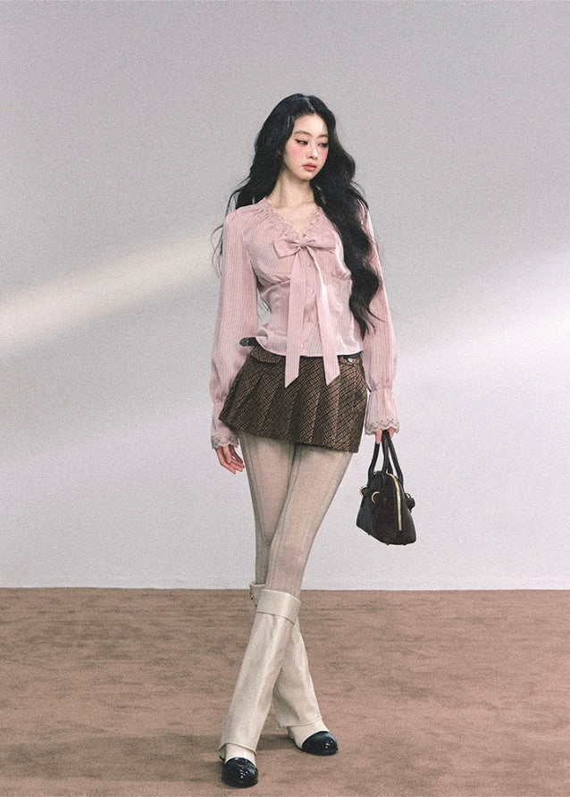 Rosée Satin Stripe Lace Top - Image 5