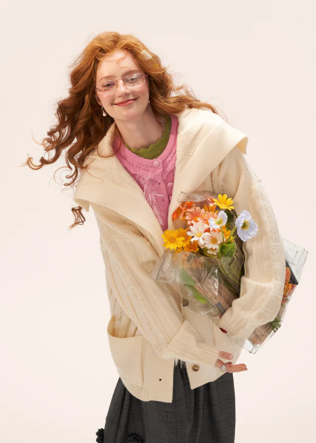 Ruffle Collar Knit Cardigan - Image 3