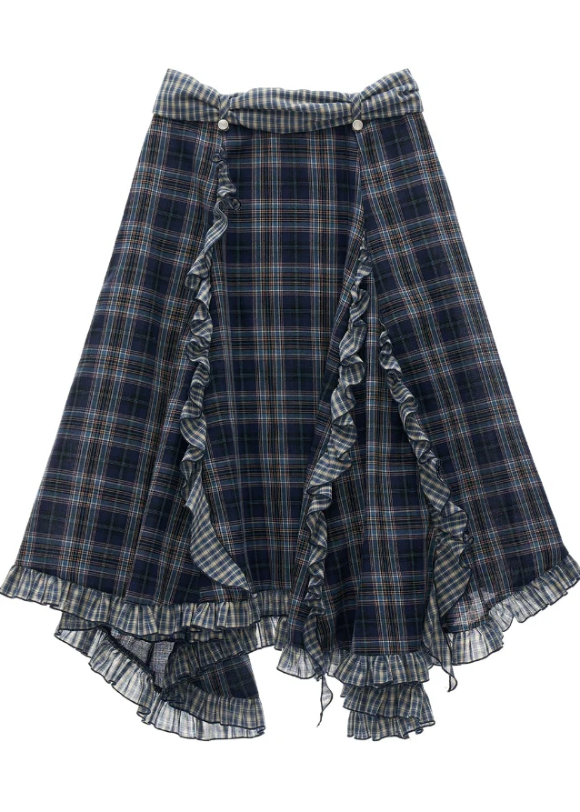 Ruffle Hem Plaid Maxi - Image 10