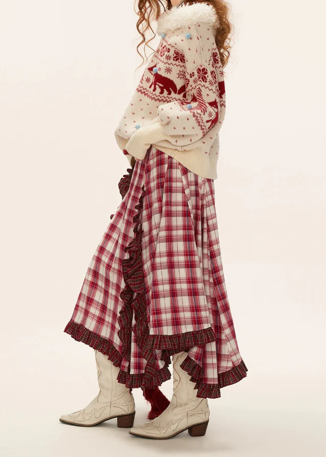 Ruffle Hem Plaid Maxi - Image 6