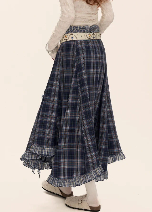 Ruffle Hem Plaid Maxi - Image 8