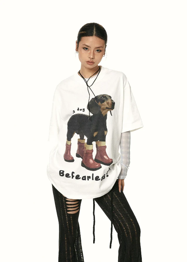 Sausage Dog Printed Cotton T-shirt - Image 5