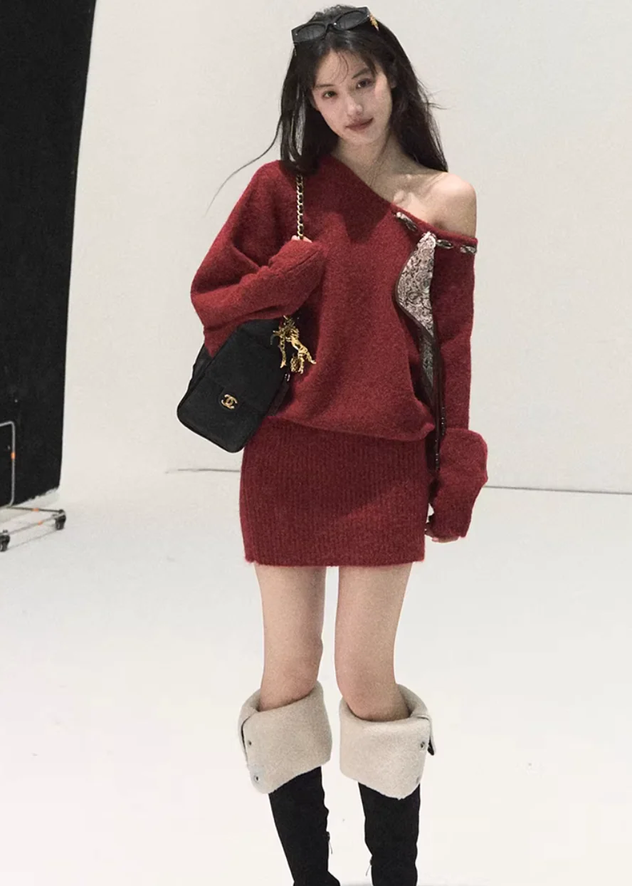 Scarlet Whisper Knit Dress - Image 6
