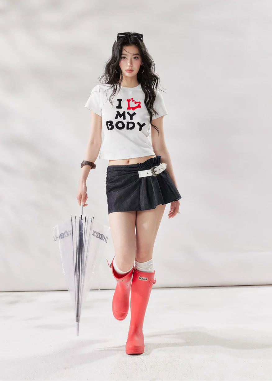 Shirred Belted Mini Skirt - Image 9