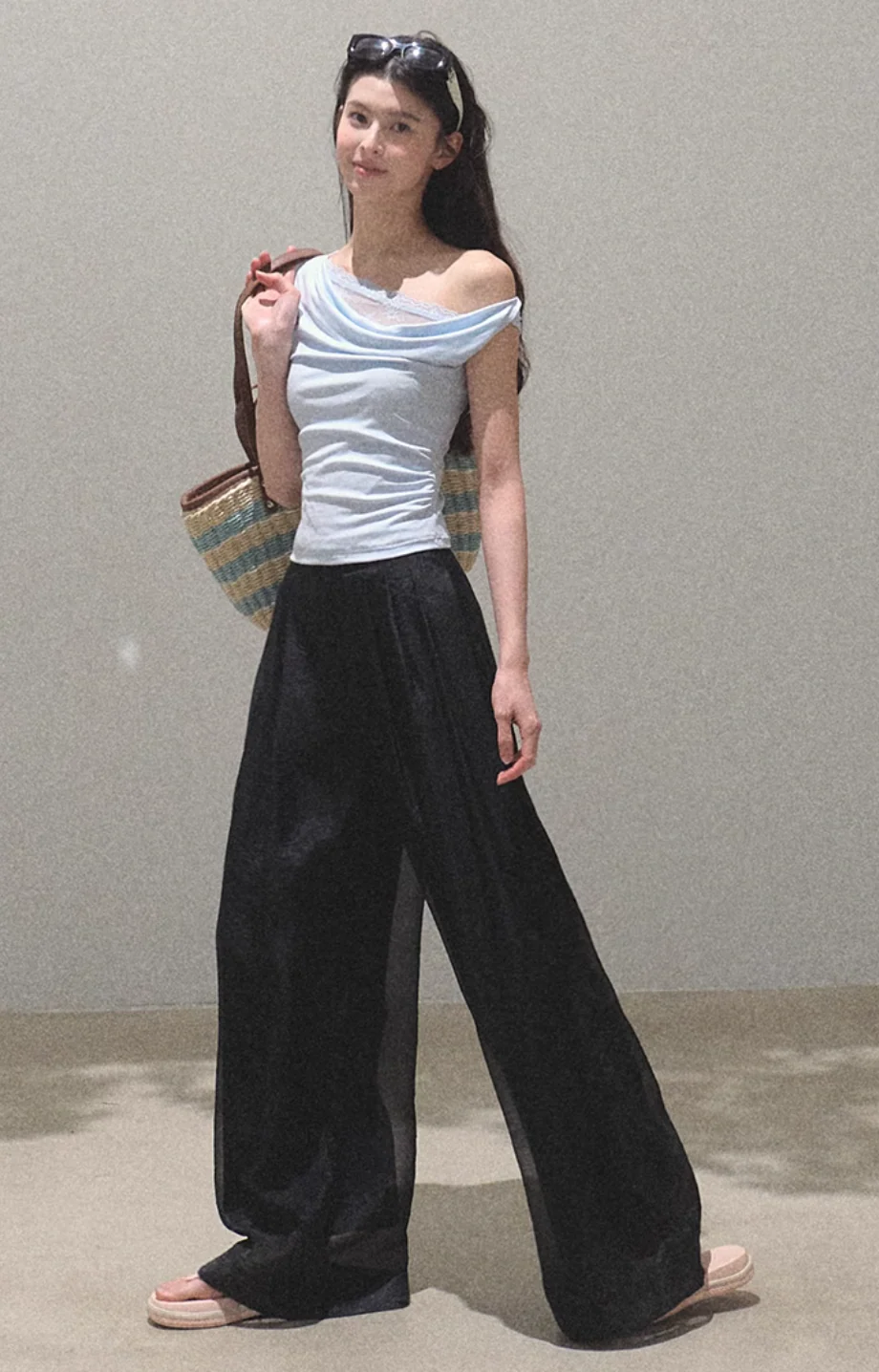 Simple Casual Look Thin Wide Leg Pants Pants - Image 8