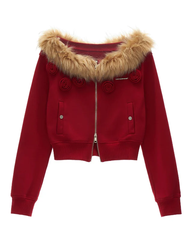 Slant Zip Fur Crop - Image 10