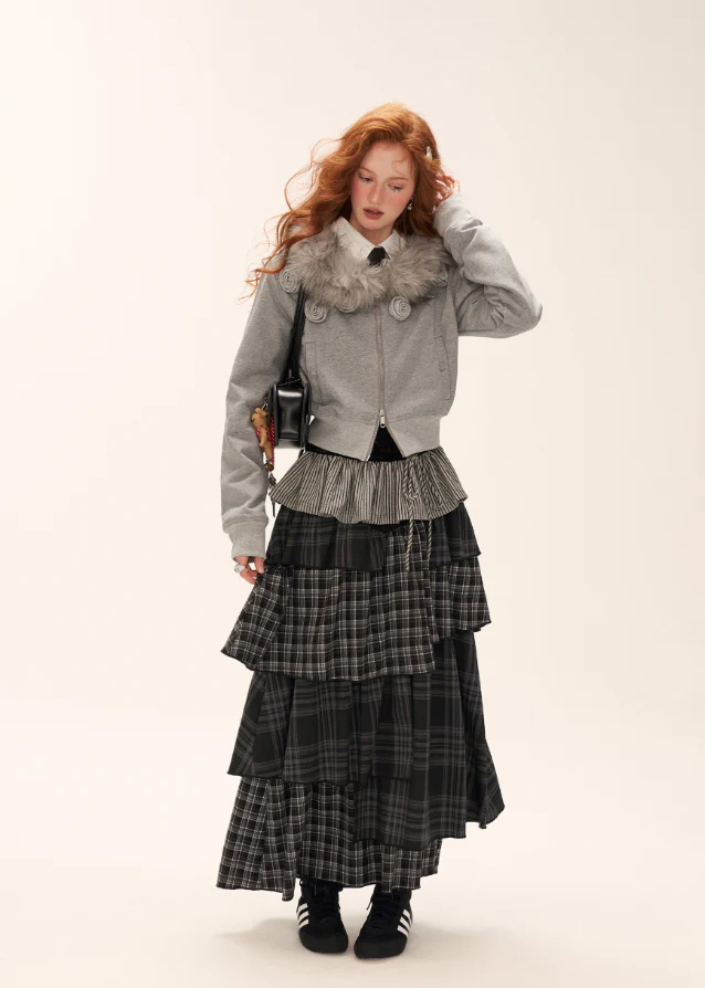 Slant Zip Fur Crop - Image 6