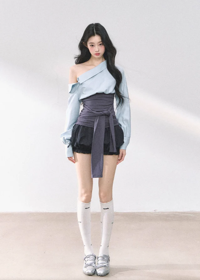 Off-Shoulder Slim Fit Top & Dress Set - Image 12