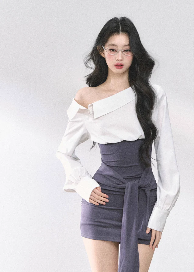 Off-Shoulder Slim Fit Top & Dress Set - Image 14