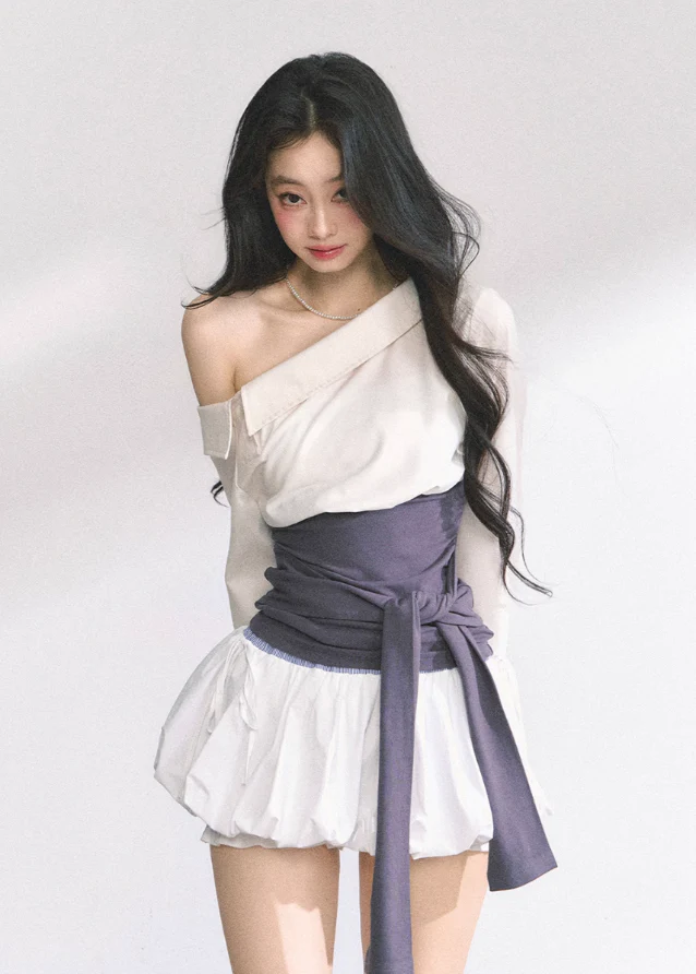 Off-Shoulder Slim Fit Top & Dress Set - Image 8
