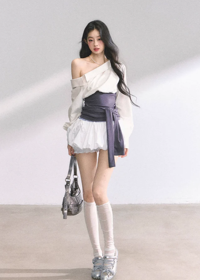 Off-Shoulder Slim Fit Top & Dress Set - Image 9