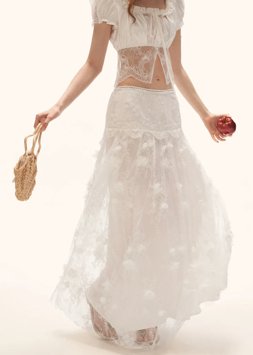Soft Bloom Gauze Maxi Skirt - Image 2