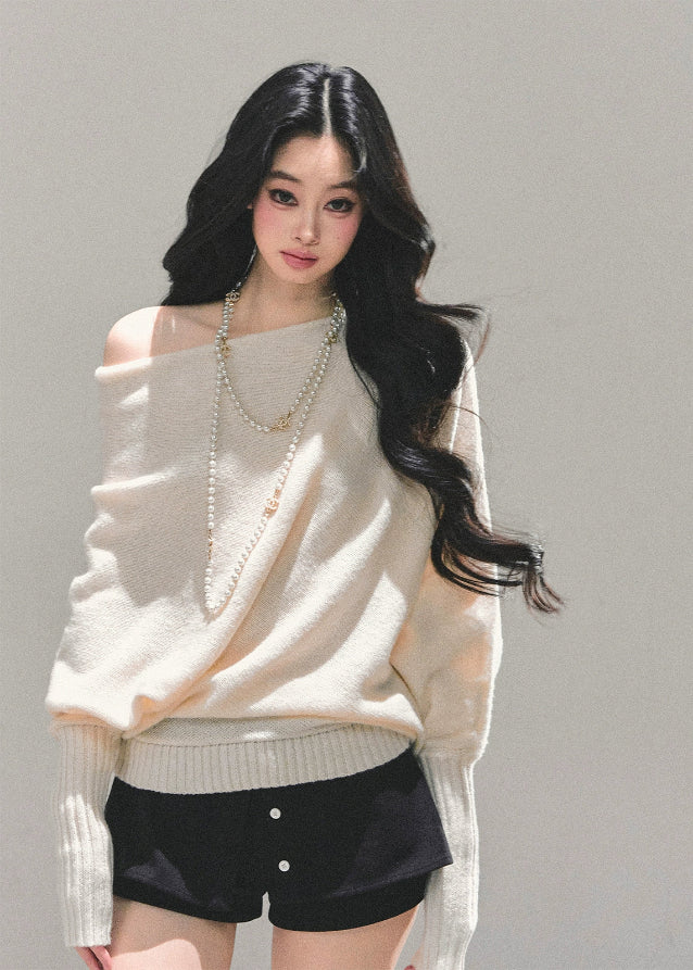 Soft Glaze Off-Shoulder Knit - Image 4