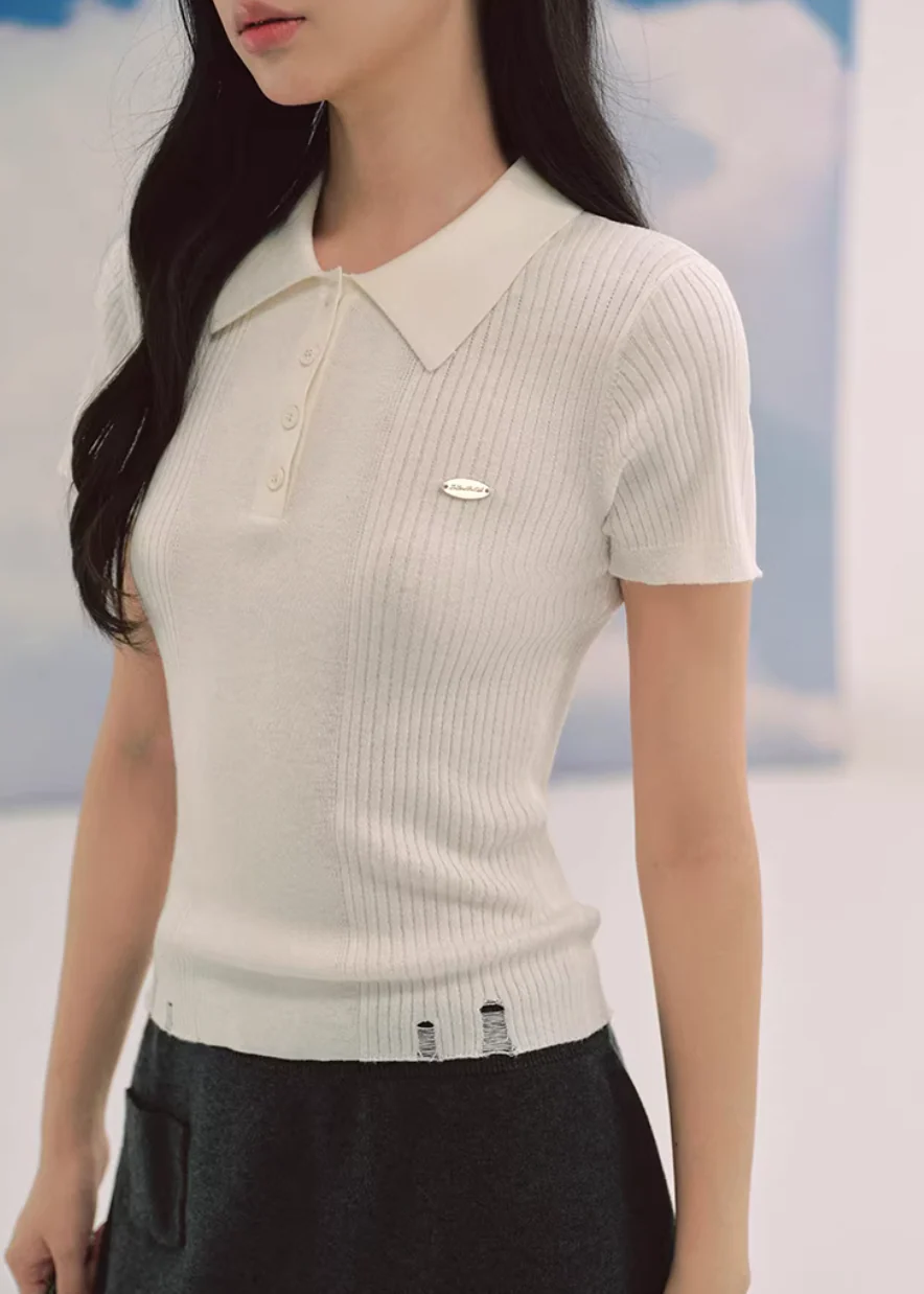 Soft Ivory Polo Knit - Image 3