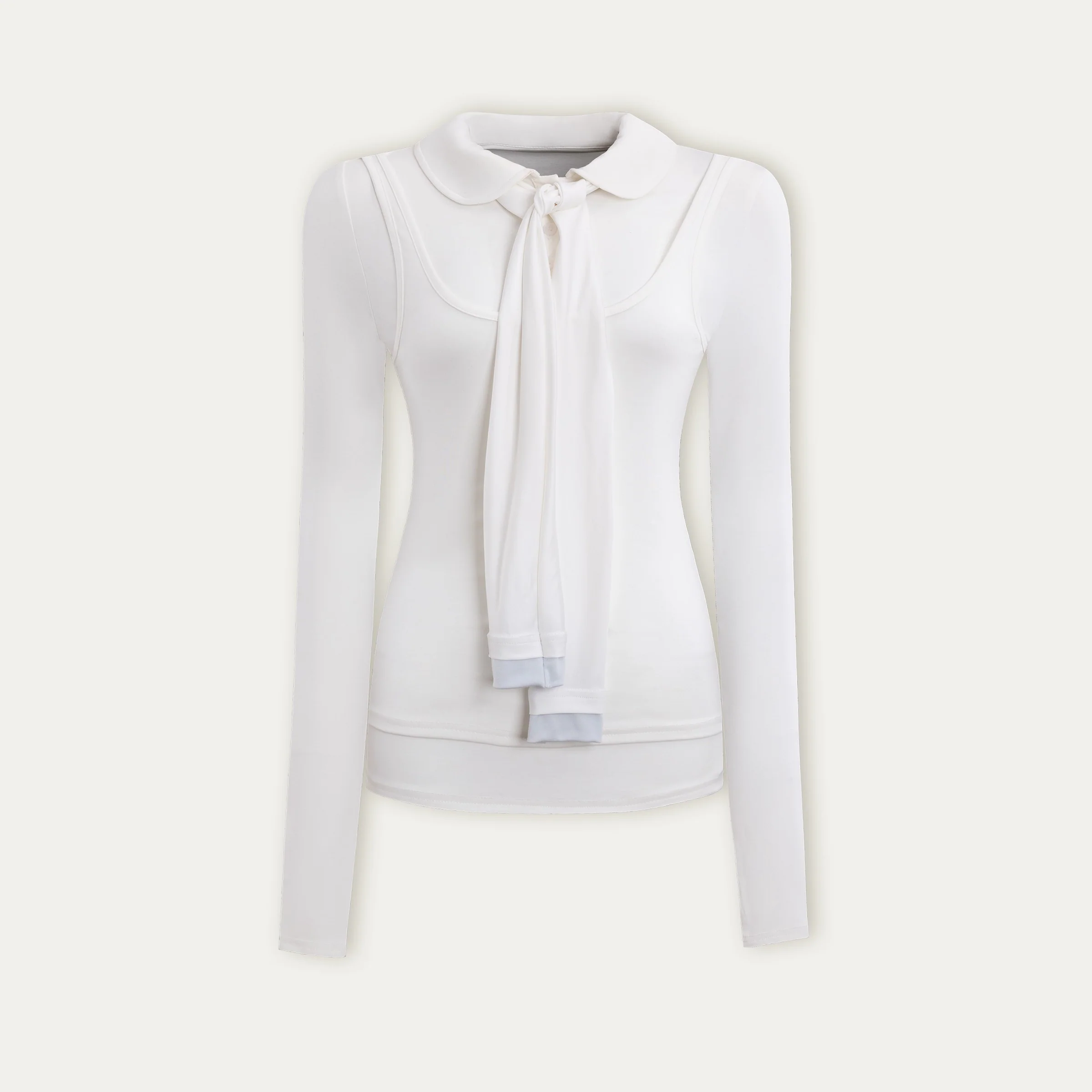 Soft Light Doll Collar Faux Two-Piece Top & Skirt Set - Image 11