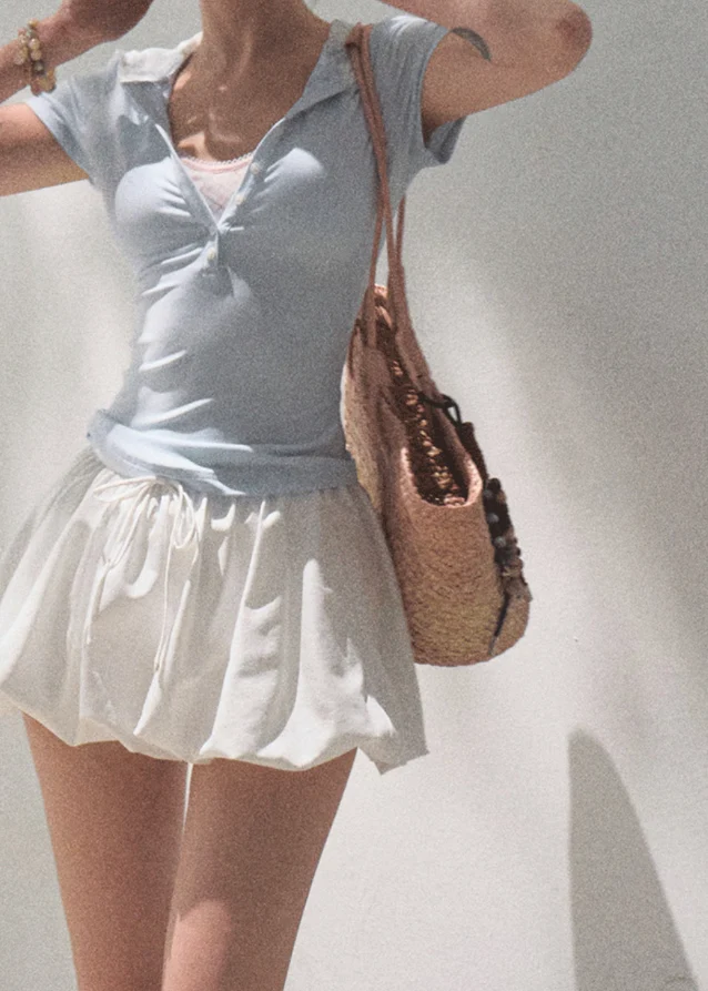 Soft Mesh Grid Puff Flower Bud Skirt - Image 12