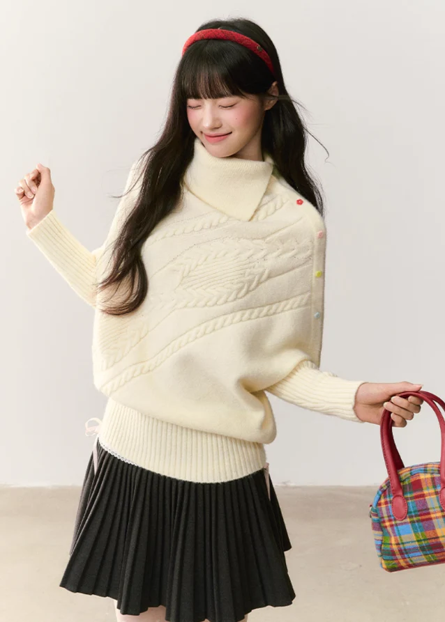 Soft Petal Asymmetric Lapel Knit - Image 4