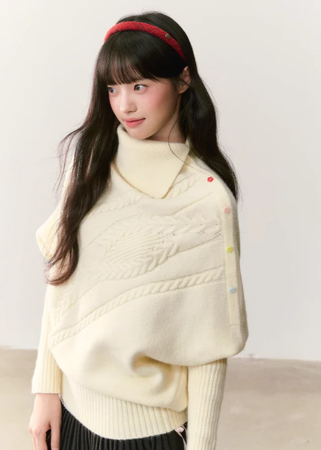 Soft Petal Asymmetric Lapel Knit - Image 5