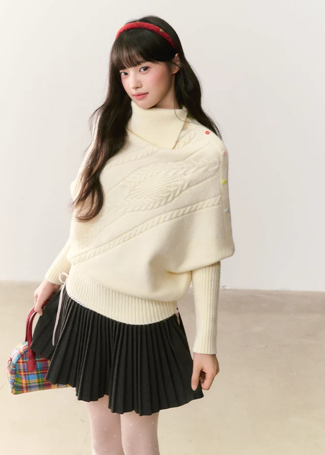 Soft Petal Asymmetric Lapel Knit - Image 7