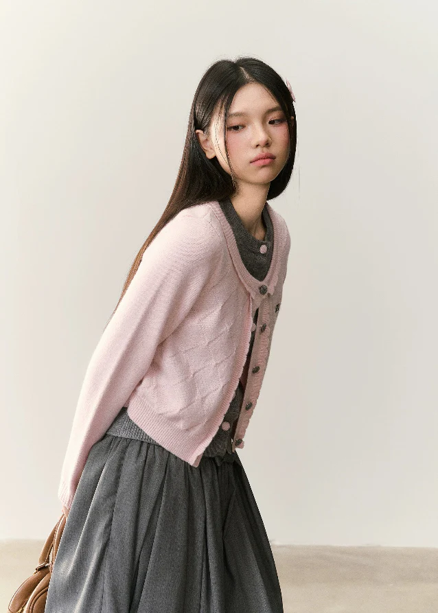 Soft Rose Quilted Collar Cardigan - Image 3