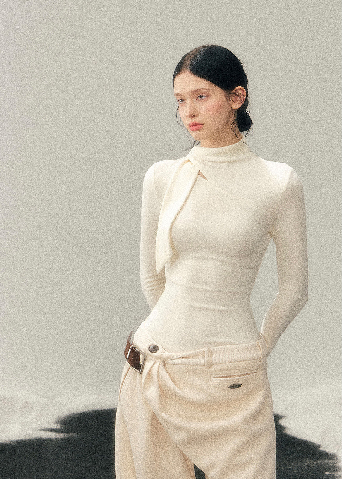 Soft Silence Semi-Turtleneck Top - Image 11