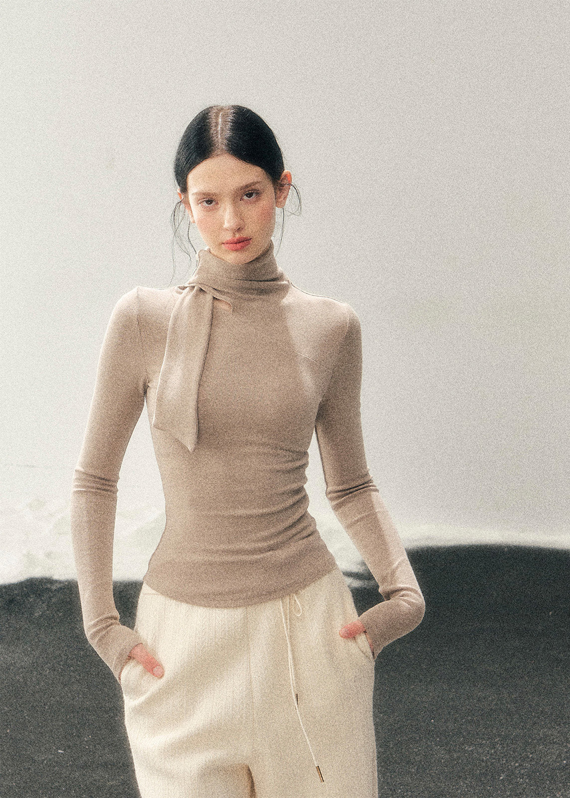 Soft Silence Semi-Turtleneck Top - Image 3